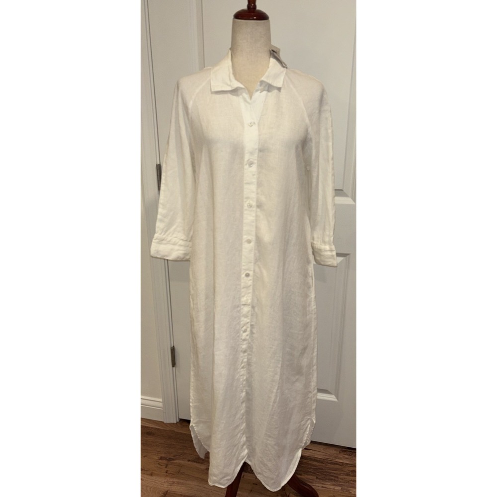 9Seed Vineyard Shirt Dress Linen White‎ Size M/L BNWT MSRP $321